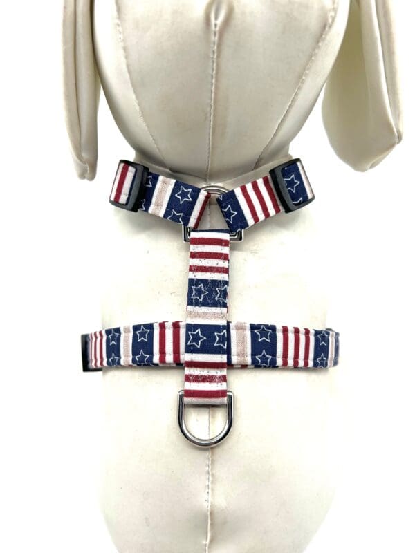 Patriotic Navy Stars and Stripes 4th of July Dog Harness- Add on Red Truck Removable Bow- Bow Tie- Korker Bow - Image 2