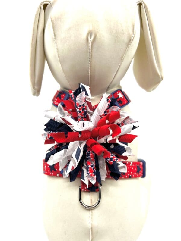 Patriotic White Blue Navy Stars 4th of July Dog Harness- Add on USA or Flag Removable Bow- Bow Tie- Korker Bow - Image 4