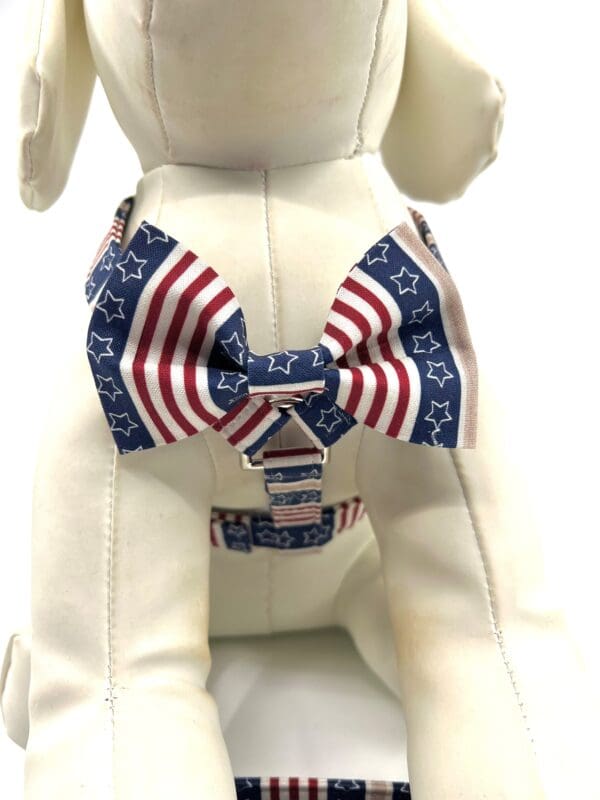 Patriotic Navy Stars and Stripes 4th of July Dog Harness- Add on Red Truck Removable Bow- Bow Tie- Korker Bow - Image 4