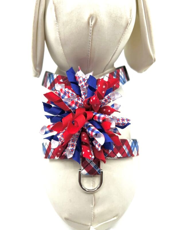 Patriotic Red White Blue Plaid 4th of July Dog Harness- Add on Removable Bow- Bow Tie- Korker Bow - Image 5