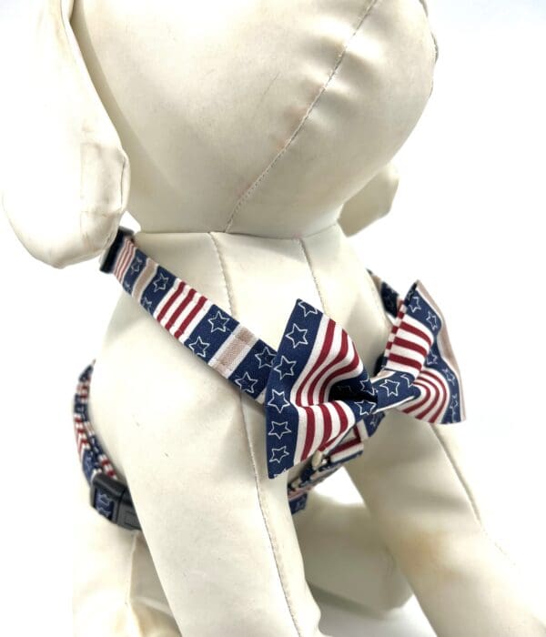 Patriotic Navy Stars and Stripes 4th of July Dog Harness- Add on Red Truck Removable Bow- Bow Tie- Korker Bow - Image 7