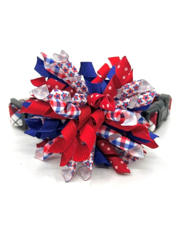 Patriotic Red White Blue Plaid 4th of July Dog Collar- Add on Removable Bow- Bow Tie or Korker Bow - Image 5