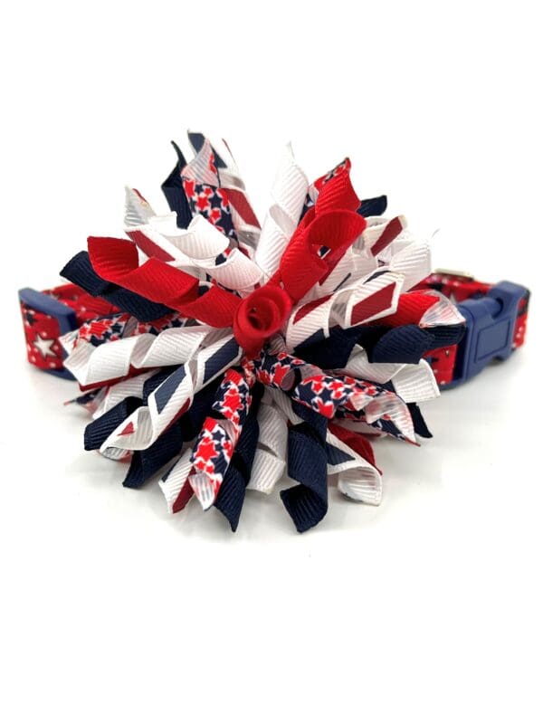 Patriotic White Blue Navy Stars 4th of July Dog Collar- Add on USA or Flag Removable Bow- Bow Tie or Korker Bow - Image 7