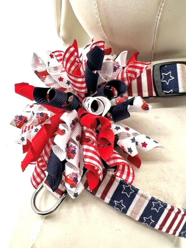 Patriotic Navy Stars and Stripes 4th of July Dog Harness- Add on Red Truck Removable Bow- Bow Tie- Korker Bow - Image 8