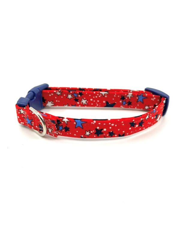 Patriotic White Blue Navy Stars 4th of July Dog Collar- Add on USA or Flag Removable Bow- Bow Tie or Korker Bow - Image 2
