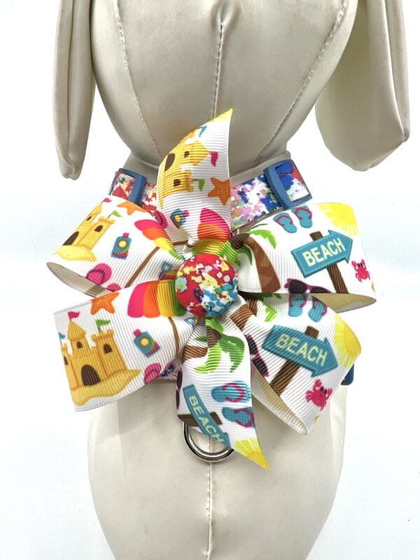 Summer Spring Multi Color Dog Harness- Add on Removable Beach Sand Castle Umbrella Bow or Multi Color Bow Tie - Image 5