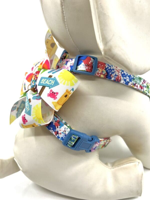 Summer Spring Multi Color Dog Harness- Add on Removable Beach Sand Castle Umbrella Bow or Multi Color Bow Tie - Image 4