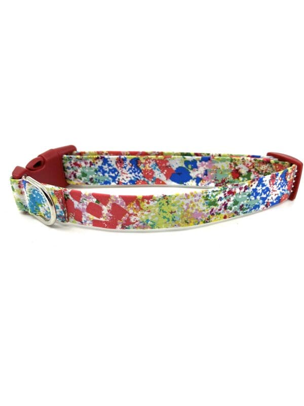 Summer Spring Multi Color Dog Collar- Add on Removable Beach Sand Castle Umbrella Bow or Multi Color Bow Tie - Image 2