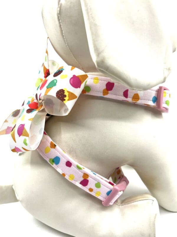 Summer Spring Pink Multi Color Dog Harness- Add on a Removable Ice Cream Bow - Image 4