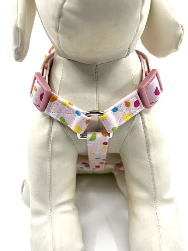 Summer Spring Pink Multi Color Dog Harness- Add on a Removable Ice Cream Bow - Image 3