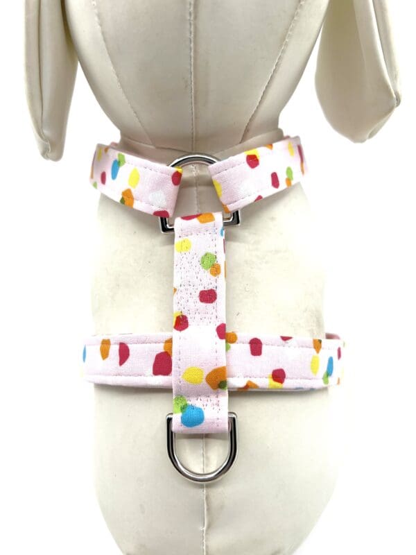 Summer Spring Pink Multi Color Dog Harness- Add on a Removable Ice Cream Bow - Image 2