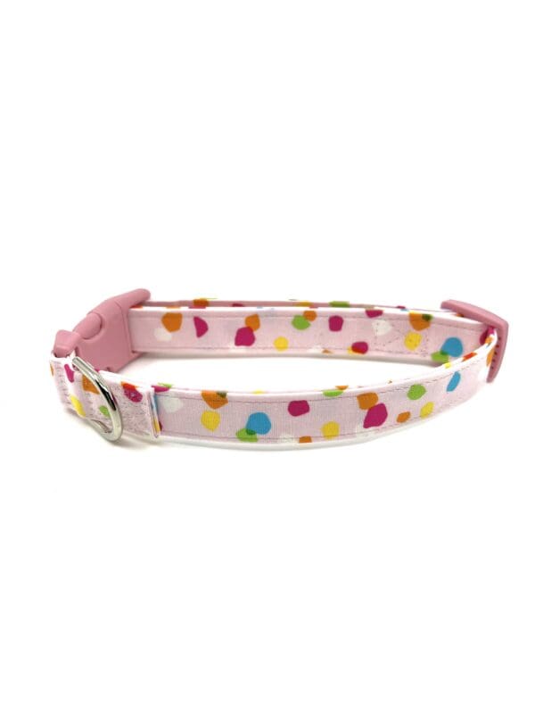 Summer Spring Pink Multi Color Dog Collar- Add on a Removable Ice Cream Bow - Image 2