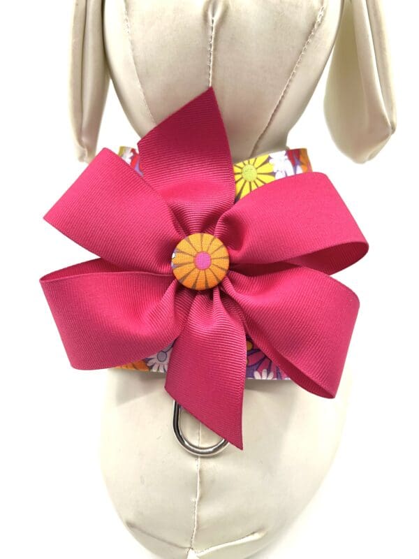 Summer Spring Pink Yellow Purple Orange Daisy Dog Harness- Add on a Removable Bow- Your choice of color - Image 9