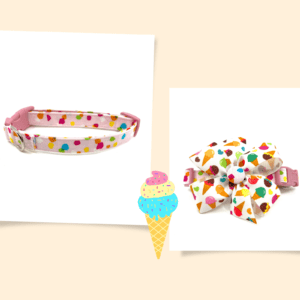 Summer Spring Pink Multi Color Dog Collar- Add on a Removable Ice Cream Bow
