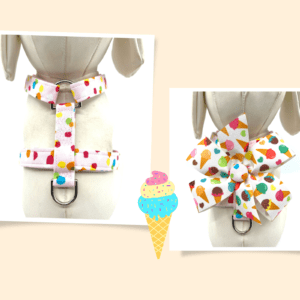 Summer Spring Pink Multi Color Dog Harness- Add on a Removable Ice Cream Bow
