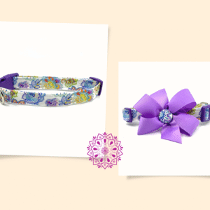Summer Spring Purple Multi Color Dog Collar- Add on a Removable Bow