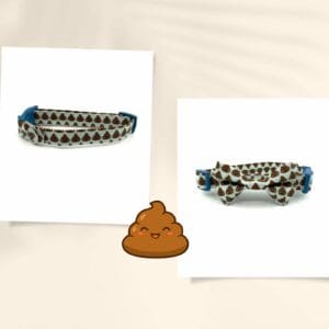 Poop Emoji Stinker Dog Collar- Pink, Blue or White- Add on Removable Bow or Bow Tie