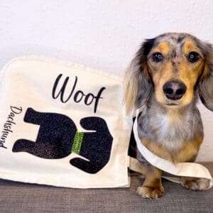 Custom Canvas Bag, Your choice of pet silhouette, Your choice of collar color, Pet gift, canvas bag with pockets, pet lovers