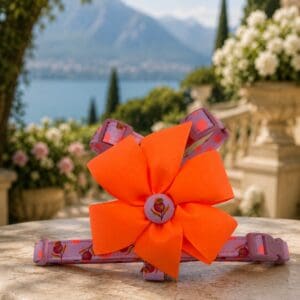 Neon Orange Dog Harness- Add on Removable Present Bow or Korker Bow
