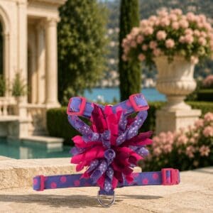 Neon Pink Dog Harness- Add on Removable Present Bow or Korker Bow