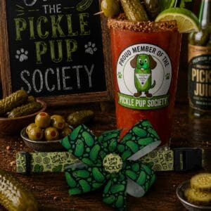 Let's Get Pickled Dog Collar- Add on a Removable Pickle Bow- Join the Pickle Pup Society