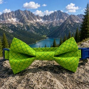 Neon Green Dog Collar- Add on Removable Bow Tie- Adjustable Collar
