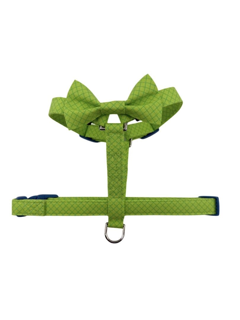 Neon Green Dog Harness- Add on a Removable Bow Tie- Adjustable Dog Harness - Image 4